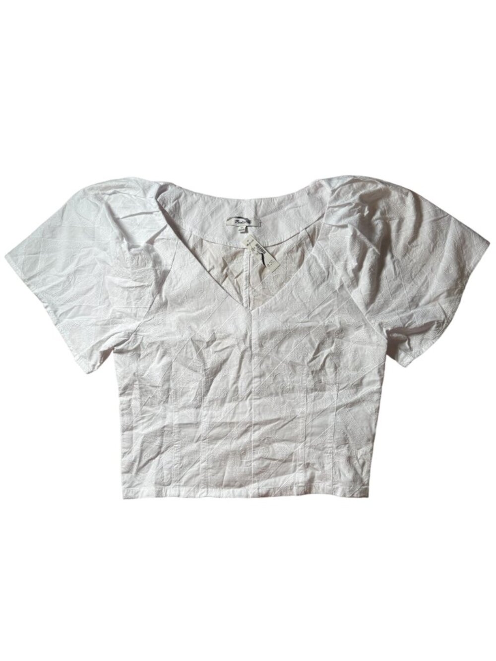 Madewell Darted V-Neck Top Women's Size 00 in Floral Eyelet White New W/ Tags! - Picture 2 of 6